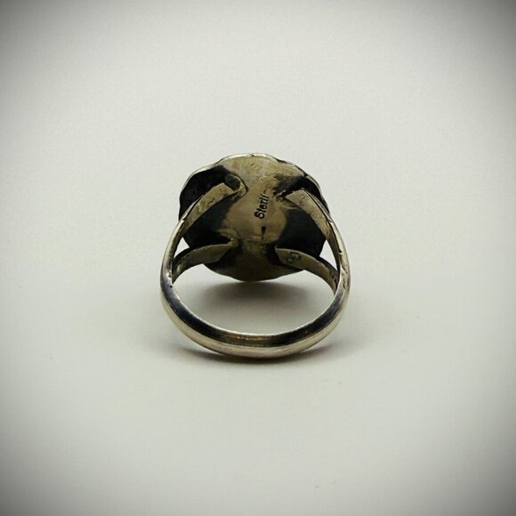 Navajo Sterling Turquoise Ring — Freda Martinez “F” Hallmark, Size 7.5 - Picture 5 of 6